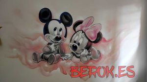 Murales Infantiles Mickey Mouse Minnie Bebe Barcelona 300x100000